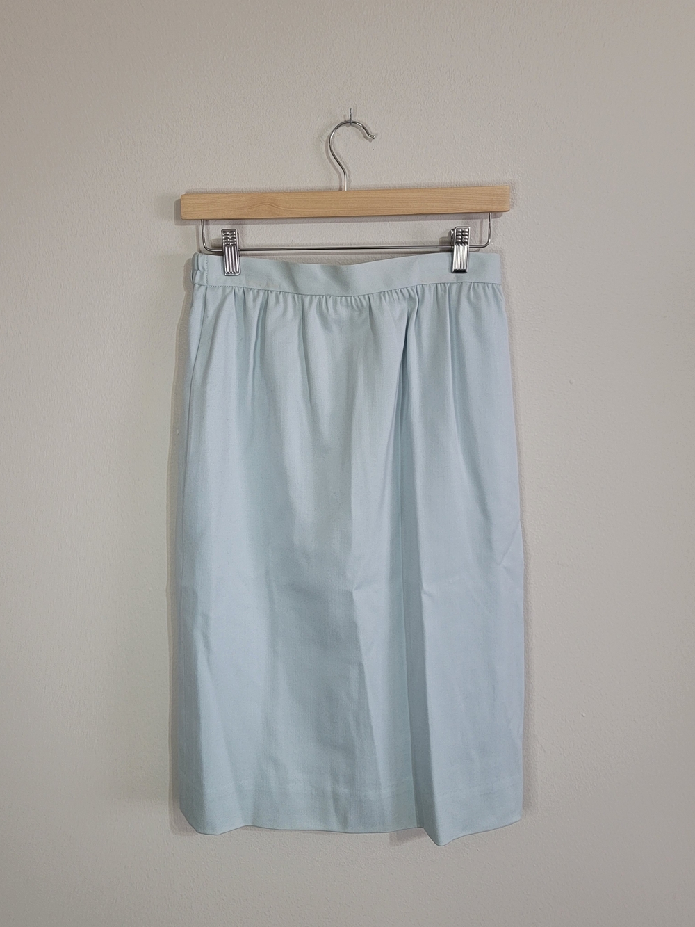 Doncaster 100% Wool Light Blue Midi Skirt